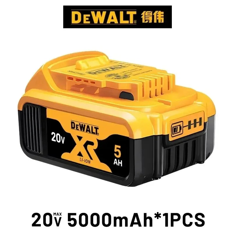 Dewalt 20V battery pack in yellow and black packaging (packaging view)