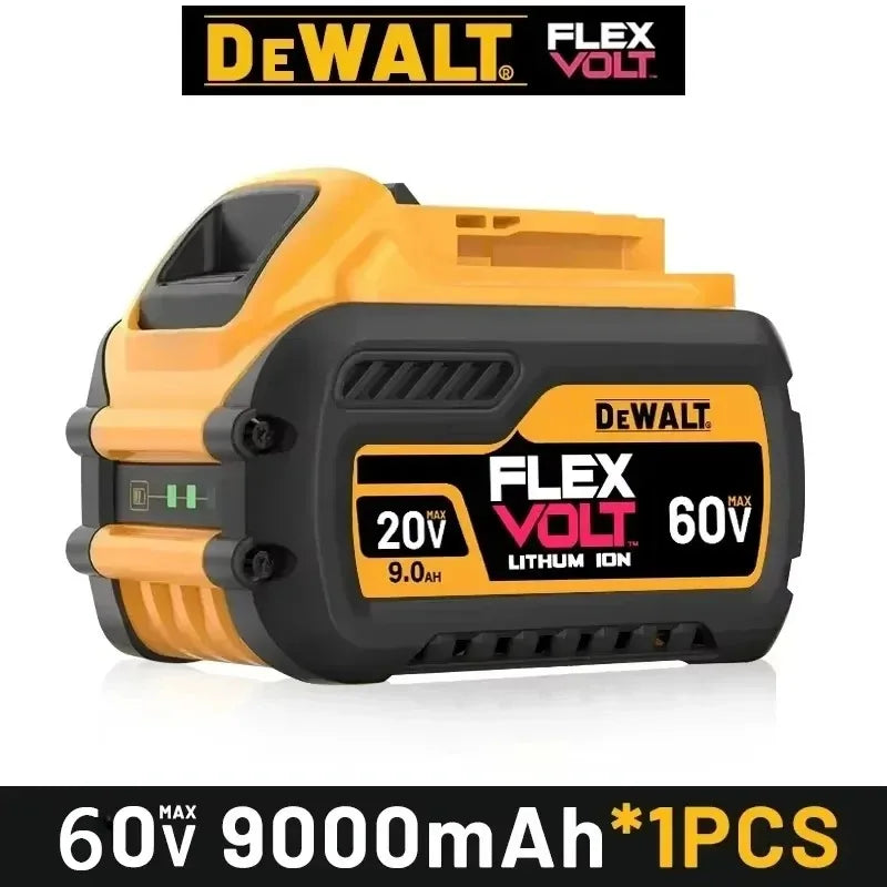 Dewalt 60V battery pack in yellow and black packaging (packaging view)