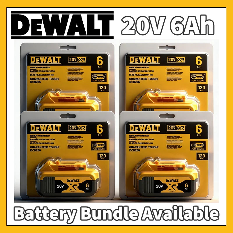 DEWALT 20V battery pack front view, yellow-black packaging