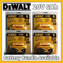 DEWALT 20V battery pack front view, yellow-black packaging