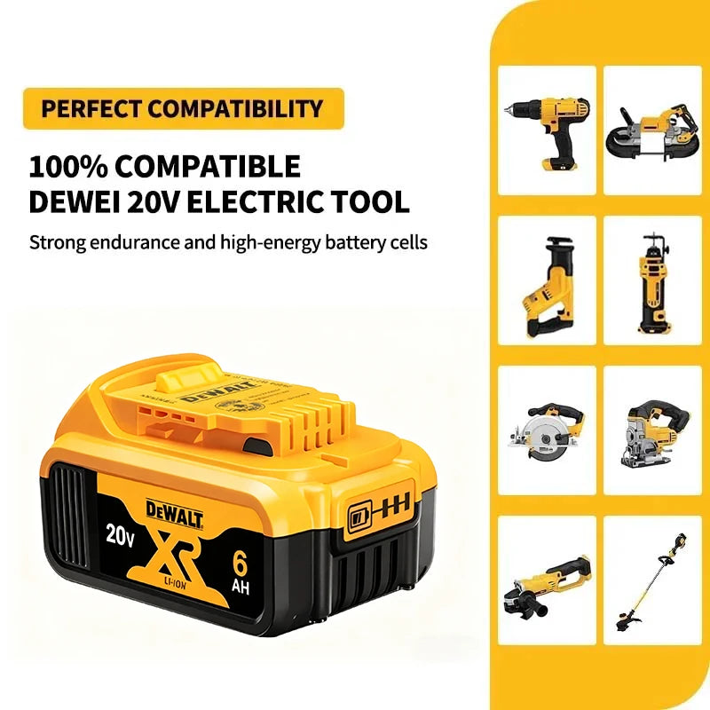 DEWALT 20V battery protection features detail, yellow-black packaging
