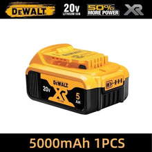 Dewalt 20V XR battery pack detail, yellow and black 6000mAh