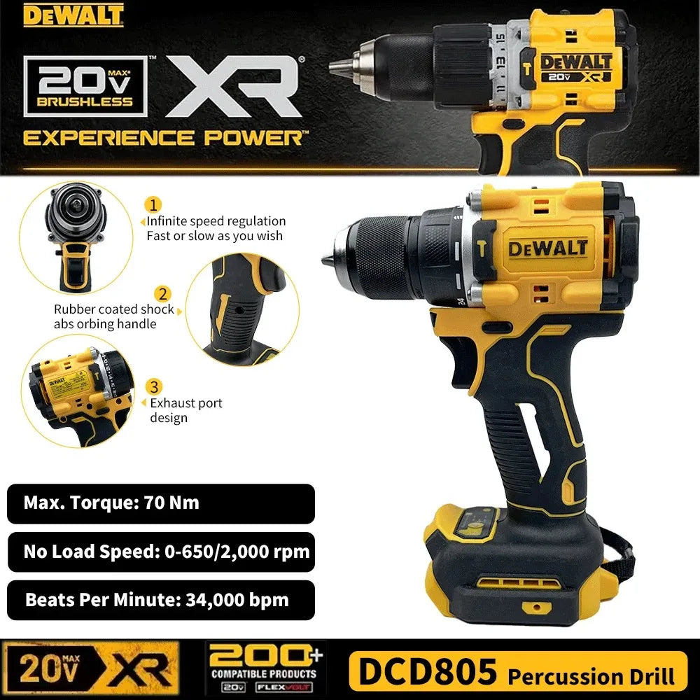 Dewalt 20V XR battery packaging, yellow and black drill set