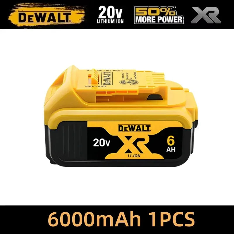 DeWalt 20V XR battery pack packaging, yellow and black, 6000mAh