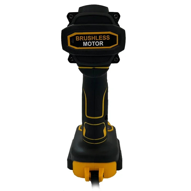 DEWALT DCD805 back view highlighting battery compartment and logo