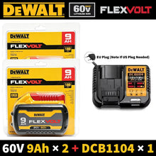 DEWALT FLEXVOLT 60V 9Ah bundle packaging, two batteries and charger