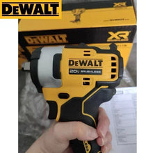 DEWALT DCF911 front view with box, yellow and black impact wrench