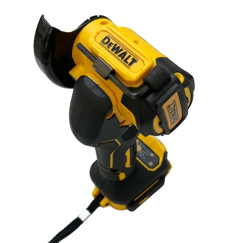 DEWALT cordless grinder yellow-black, battery compartment side view