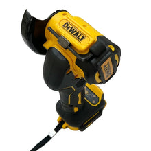 DEWALT cordless grinder yellow-black, battery compartment side view