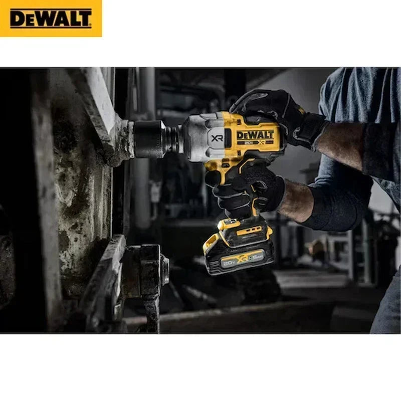 DEWALT DCF964 impact wrench detail shot with LED light, black and yellow