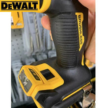 DEWALT DCD800 handle grip detail in black and yellow