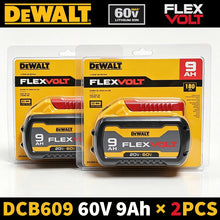 DEWALT 60V FlexVolt 9Ah battery packaging, two-pack view