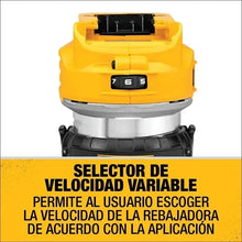 DEWALT DCW600B variable speed selector detail in yellow and black