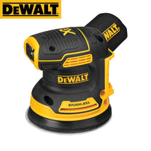 DEWALT DCW210 compact design close-up, yellow and black sanding pad