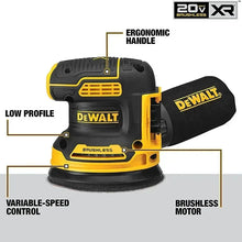 DEWALT DCW210 variable-speed control detail, ergonomic handle in yellow and black