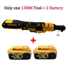 Dewalt tool with two batteries packaging in yellow and black on white