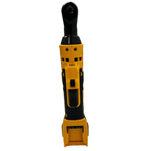 Dewalt DCF512 cordless ratchet wrench front view, yellow and black