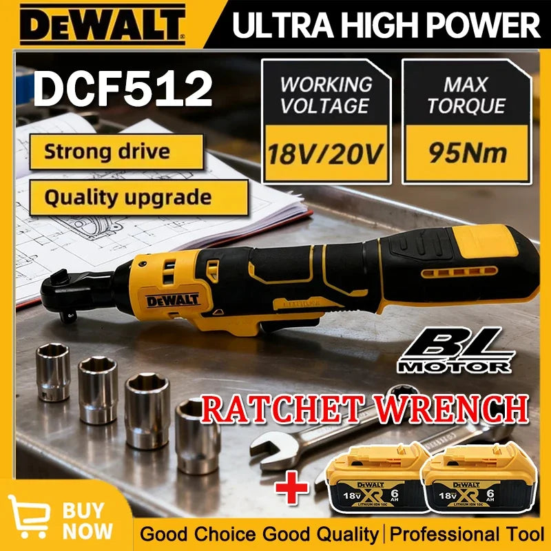 Dewalt DCF512 packaging, yellow and black with LED and variable speed