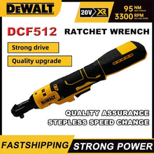 Dewalt DCF512 ratchet wrench packaging, yellow and black front view