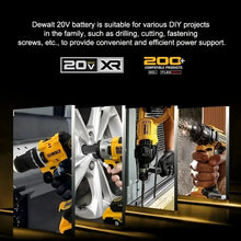 DEWALT 20V 6Ah battery lifestyle usage, yellow and black with tools