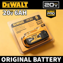 DEWALT 20V 6Ah battery packaging, yellow and black front view