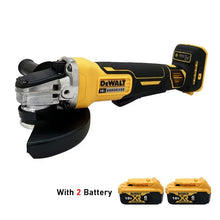 Dewalt DCG406 cordless tool side view, ergonomic handle with battery