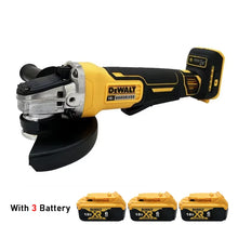 Dewalt DCG406 cordless angle grinder lifestyle shot, yellow and black