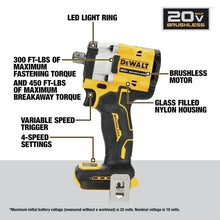DEWALT DCF922 detail view of torque settings with LED light