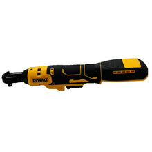 Dewalt DCF512 side view, yellow and black ratchet wrench with rubber grip