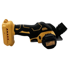 DeWalt cordless mini angle grinder side view showing compact design and battery pack