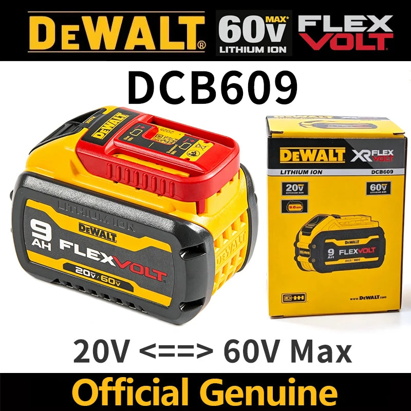 DEWALT DCB609 battery packaging, yellow and black 60V FlexVolt 9Ah