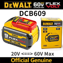 DEWALT DCB609 battery packaging, yellow and black 60V FlexVolt 9Ah