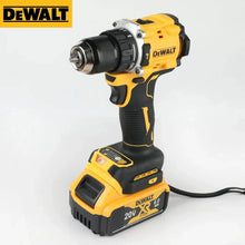 DEWALT DCD805 front view, yellow and black cordless brushless drill