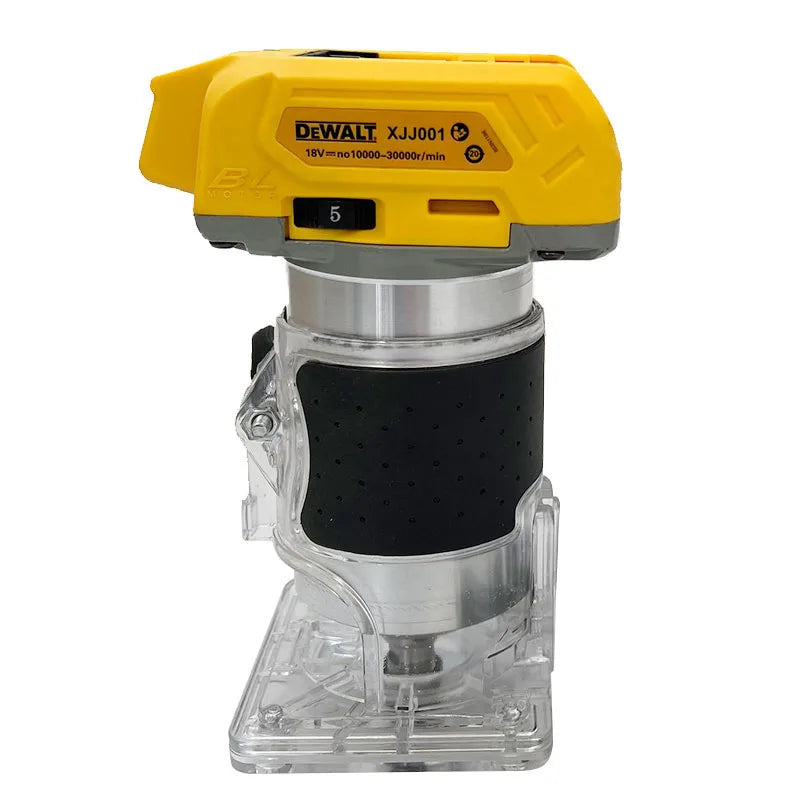 Dewalt brushless trimmer side view, fixed base and variable speed