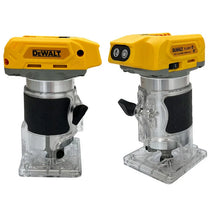 Dewalt brushless trimmer side view, adjustable speed and ergonomic handle