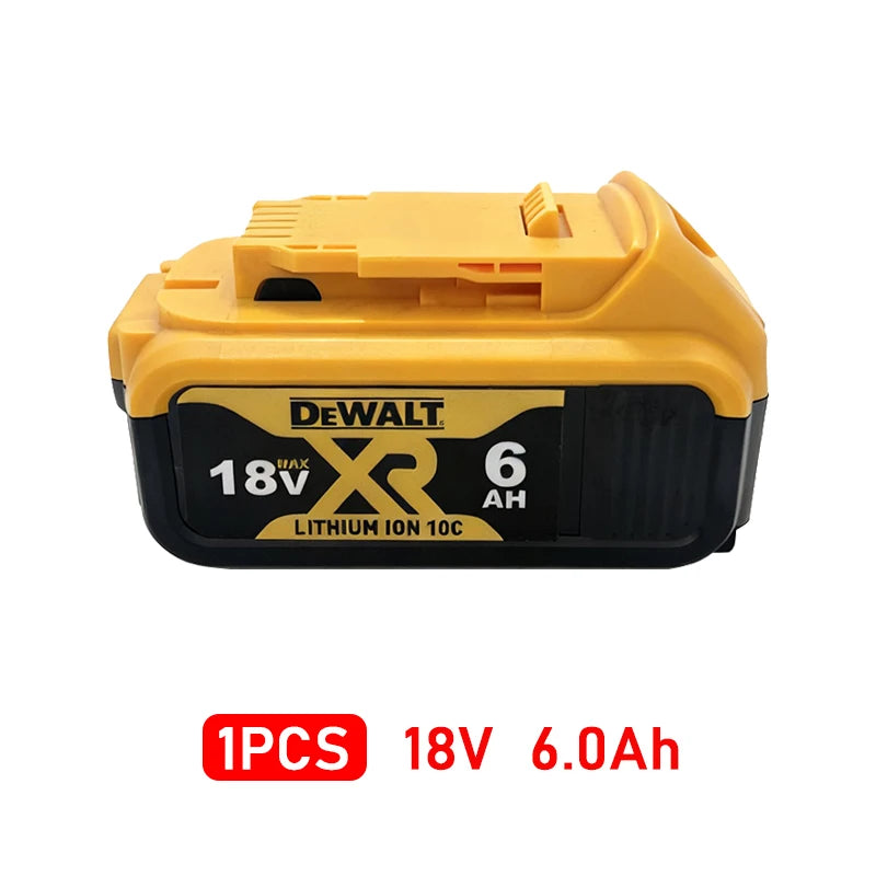 DeWalt brushless trimmer front view with yellow-and-black 18V battery pack