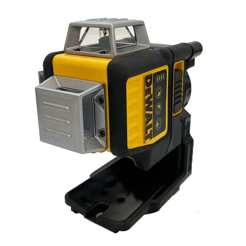 Dewalt DW089LG side view, yellow-black laser level with control panel