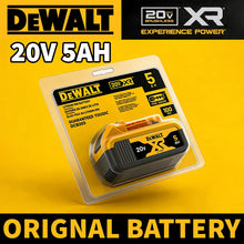 DEWALT 20V 5Ah battery in yellow and black packaging, front view