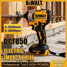 DEWALT DCF850 high-torque view of yellow and black cordless impact driver