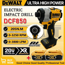 DEWALT DCF850 front view of yellow and black cordless impact driver