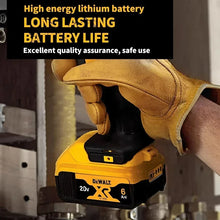 DEWALT 20V 6.0Ah lithium battery lifestyle use, yellow and black