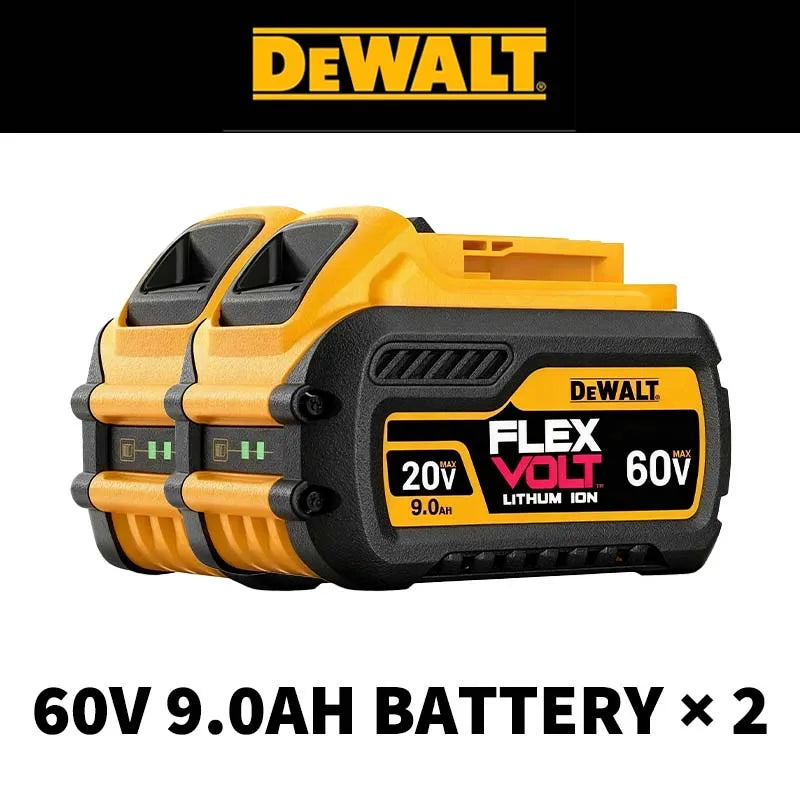DEWALT 60V 9.0Ah battery pack packaging, yellow and black