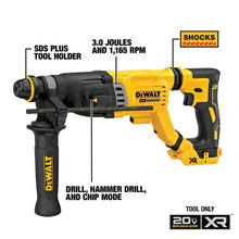 DEWALT DCH263 yellow rotary hammer showing multiple settings side view