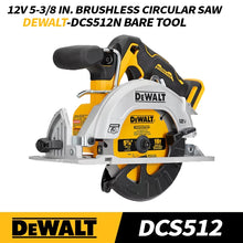 Dewalt DCS512 front view, yellow and black cordless brushless saw