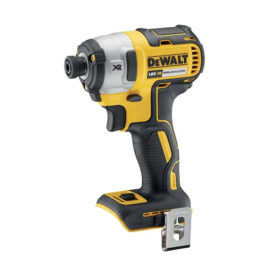 DEWALT DCF887 front view showing brushless motor and LED light