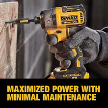 DEWALT DCF887 impact driver in use, yellow and black lifestyle shot