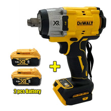 DEWALT brushless impact wrench front view, yellow tool with metal chuck