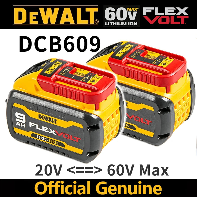 DEWALT DCB609 packaging, yellow and black battery pack front view