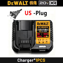 DEWALT charger packaging, black and yellow close-up