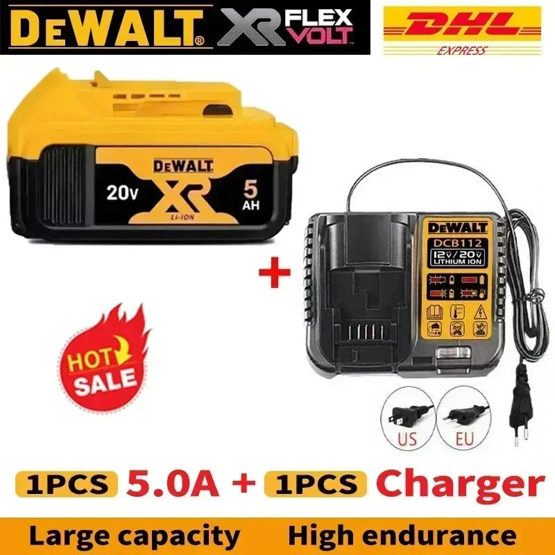Charger packaging front view, yellow and black, large capacity